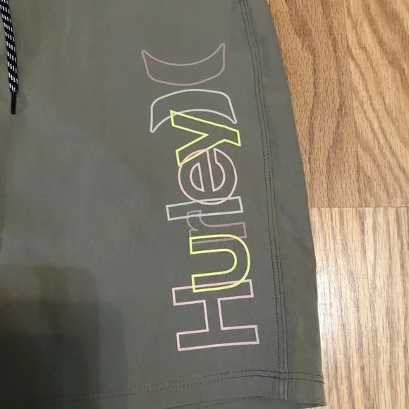 Hurly Men's Crossover Broad shorts Gray with logo tie front Size 28